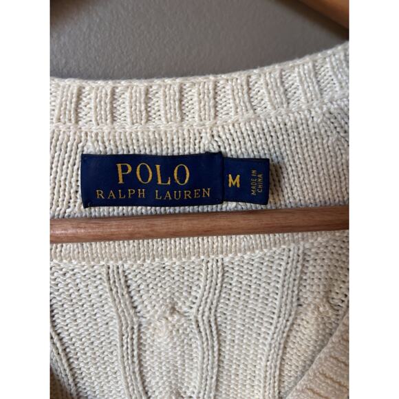 Polo Ralph Lauren Cricket Cable Knit Sweater Women's M Old Money Preppy Ivory - Picture 4 of 9